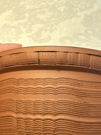 An English 4-piece engine-turned redware tea service, pseudo-Chinese marks, 2nd half 18th C.