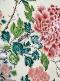 A Chinese famille rose 'Birds among Blossoming Branches' dish, Yongzheng