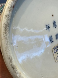 A Chinese famille verte 'Warriors' vase, Kangxi mark, 19th C.