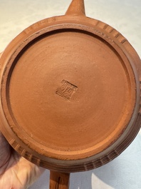 An English 4-piece engine-turned redware tea service, pseudo-Chinese marks, 2nd half 18th C.