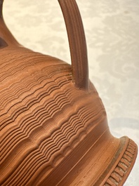 An English 4-piece engine-turned redware tea service, pseudo-Chinese marks, 2nd half 18th C.