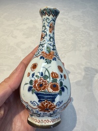 Three polychrome Dutch Delft cashmere palette bottle vases, first quarter 18th C.