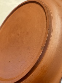 An English 4-piece engine-turned redware tea service, pseudo-Chinese marks, 2nd half 18th C.