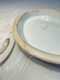 A Chinese famille rose serving dish, a covered tureen and stand with the arms of Peter van Hemert for the Danish market, Qianlong, ca. 1780