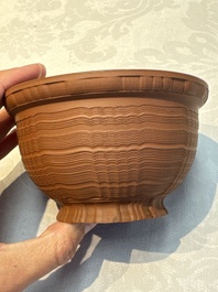 An English 4-piece engine-turned redware tea service, pseudo-Chinese marks, 2nd half 18th C.