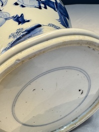 A Chinese blue and white 'Boot-swapping ceremony of Cui Rong' vase, Kangxi