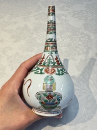 Three Chinese famille verte rosewater sprinklers, Kangxi