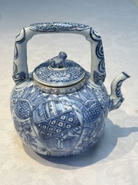 A silver-mounted Chinese blue and white wine pot, Wanli
