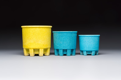 Andries Dirk Copier (1901&ndash;1991): four Art Deco Graniver cactus pots, the Netherlands, 1930s