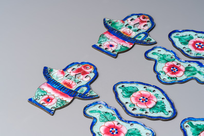 12 Chinese Canton enamel hanging ornaments, 18/19th C.