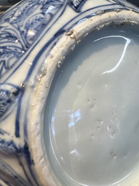 A silver-mounted Chinese blue and white wine pot, Wanli