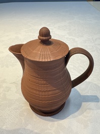 An English 4-piece engine-turned redware tea service, pseudo-Chinese marks, 2nd half 18th C.