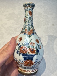 Three polychrome Dutch Delft cashmere palette bottle vases, first quarter 18th C.