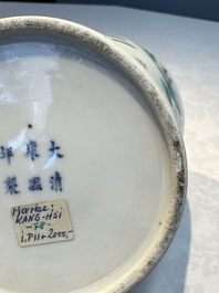 A Chinese famille verte 'Warriors' vase, Kangxi mark, 19th C.