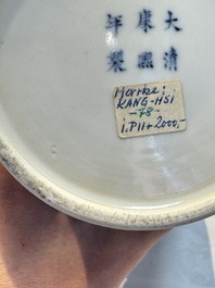 A Chinese famille verte 'Warriors' vase, Kangxi mark, 19th C.