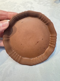 An English 4-piece engine-turned redware tea service, pseudo-Chinese marks, 2nd half 18th C.