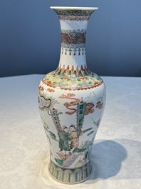 A Chinese famille verte 'Warriors' vase, Kangxi mark, 19th C.