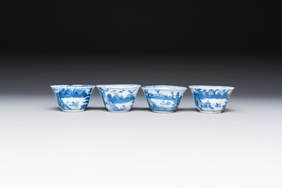 13 Chinese blue and white wares and four sets of Japanese Imari cups and saucers, 17/18th C.