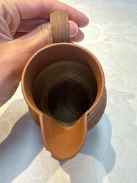 An English 4-piece engine-turned redware tea service, pseudo-Chinese marks, 2nd half 18th C.