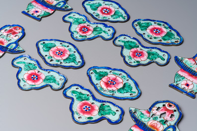 12 Chinese Canton enamel hanging ornaments, 18/19th C.