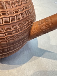 An English 4-piece engine-turned redware tea service, pseudo-Chinese marks, 2nd half 18th C.