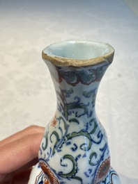 Three polychrome Dutch Delft cashmere palette bottle vases, first quarter 18th C.