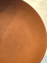 An English 4-piece engine-turned redware tea service, pseudo-Chinese marks, 2nd half 18th C.