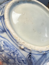 A silver-mounted Chinese blue and white wine pot, Wanli