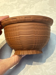 An English 4-piece engine-turned redware tea service, pseudo-Chinese marks, 2nd half 18th C.