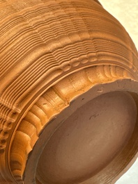 An English 4-piece engine-turned redware tea service, pseudo-Chinese marks, 2nd half 18th C.