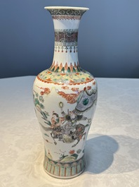 A Chinese famille verte 'Warriors' vase, Kangxi mark, 19th C.