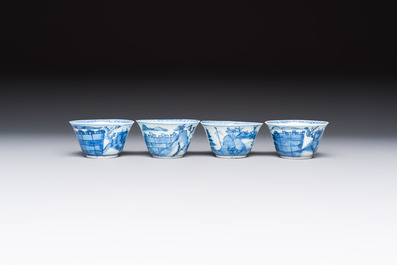 13 Chinese blue and white wares and four sets of Japanese Imari cups and saucers, 17/18th C.