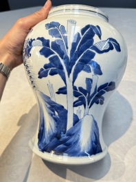 A Chinese blue and white 'Boot-swapping ceremony of Cui Rong' vase, Kangxi