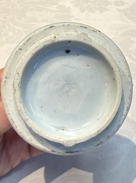 A silver-mounted Chinese blue and white wine pot, Wanli