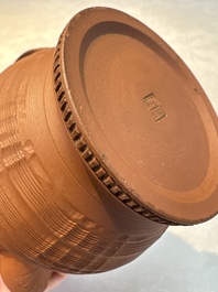 An English 4-piece engine-turned redware tea service, pseudo-Chinese marks, 2nd half 18th C.