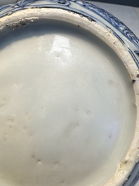 A silver-mounted Chinese blue and white wine pot, Wanli