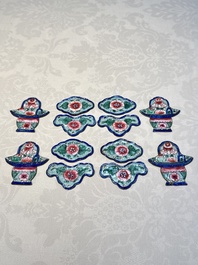 12 Chinese Canton enamel hanging ornaments, 18/19th C.