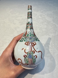 Three Chinese famille verte rosewater sprinklers, Kangxi