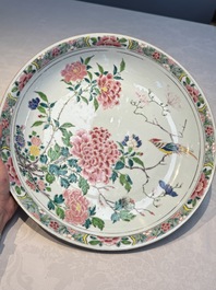 A Chinese famille rose 'Birds among Blossoming Branches' dish, Yongzheng