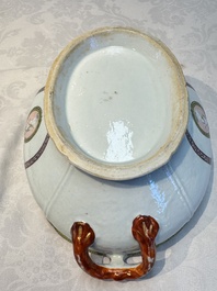 A Chinese famille rose serving dish, a covered tureen and stand with the arms of Peter van Hemert for the Danish market, Qianlong, ca. 1780