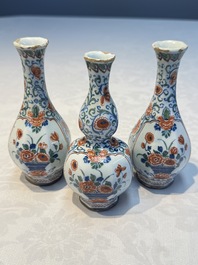 Three polychrome Dutch Delft cashmere palette bottle vases, first quarter 18th C.