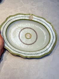 A Chinese famille rose serving dish, a covered tureen and stand with the arms of Peter van Hemert for the Danish market, Qianlong, ca. 1780