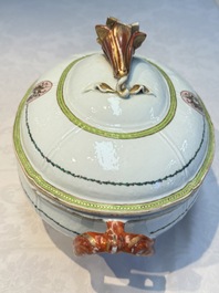 A Chinese famille rose serving dish, a covered tureen and stand with the arms of Peter van Hemert for the Danish market, Qianlong, ca. 1780