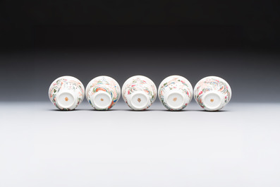 A Chinese famille rose 17-piece 'Deer and Scholars' tea service, Qianlong