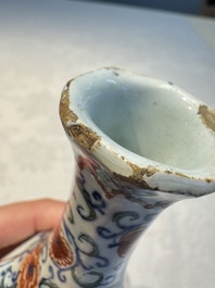 Three polychrome Dutch Delft cashmere palette bottle vases, first quarter 18th C.