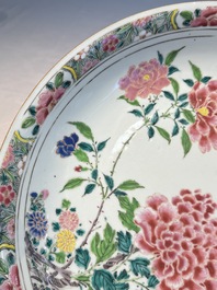 A Chinese famille rose 'Birds among Blossoming Branches' dish, Yongzheng