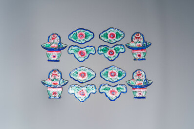 12 Chinese Canton enamel hanging ornaments, 18/19th C.