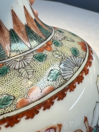 A Chinese famille verte 'Warriors' vase, Kangxi mark, 19th C.