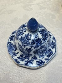 A Chinese blue and white five-piece garniture with floral design, Kangxi