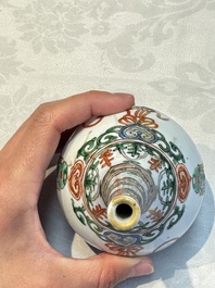 Three Chinese famille verte rosewater sprinklers, Kangxi